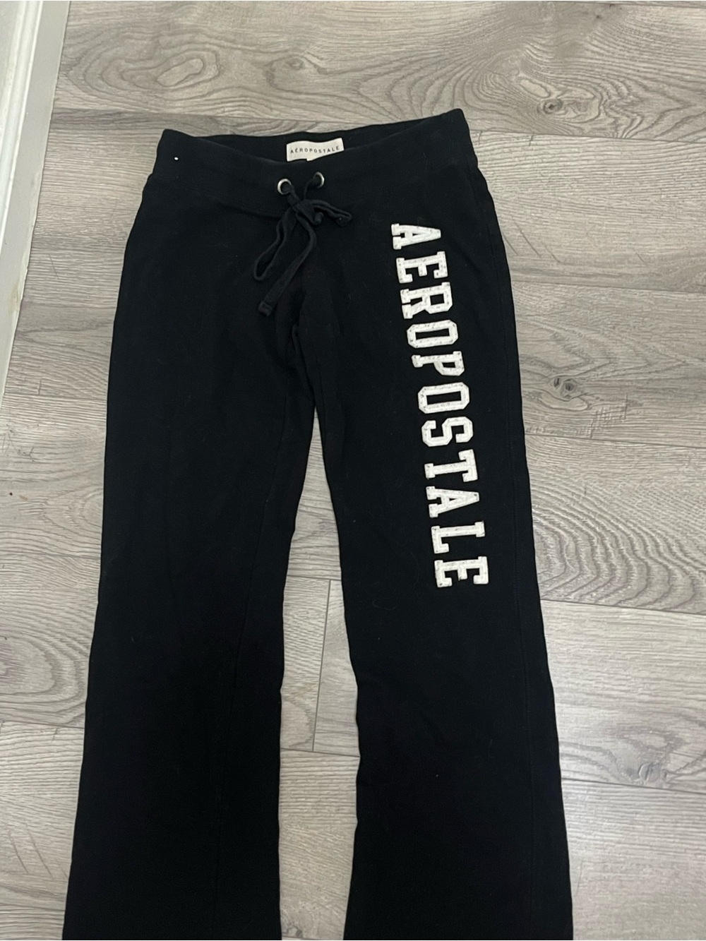 Aeropostale Black Boot Cut Sweatpants with White Logo